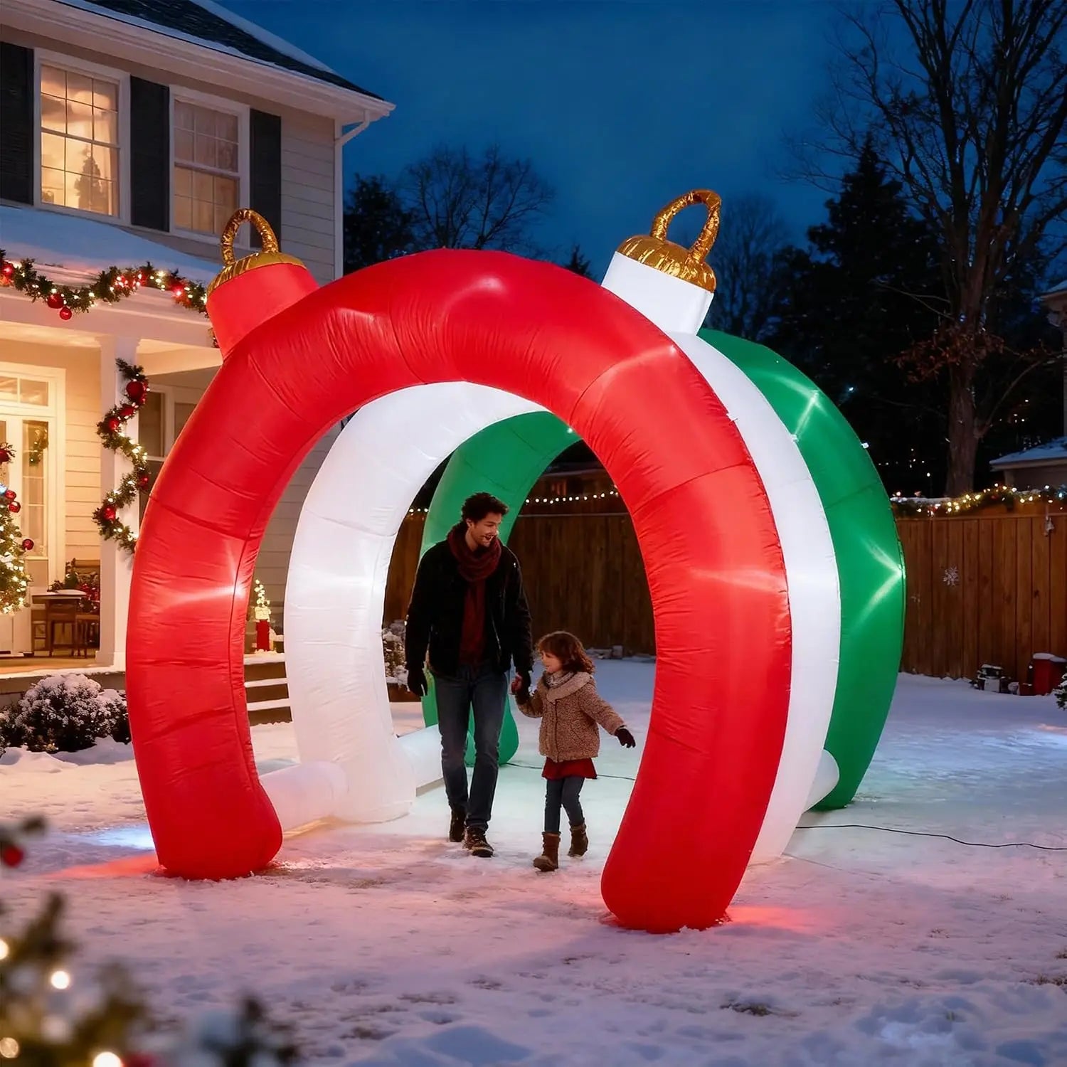 10.5 FT Christmas Inflatable Ornament Tunnel — Walk-Through Holiday Archway