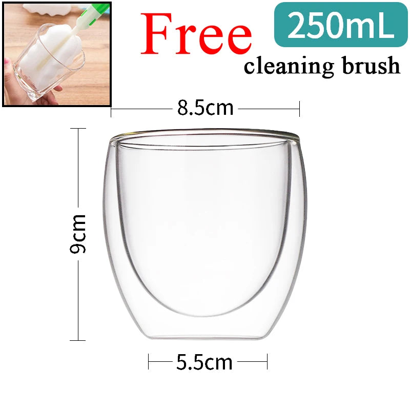 Double Wall Glass Cup Set — Heat Resistant Handmade Drinkware