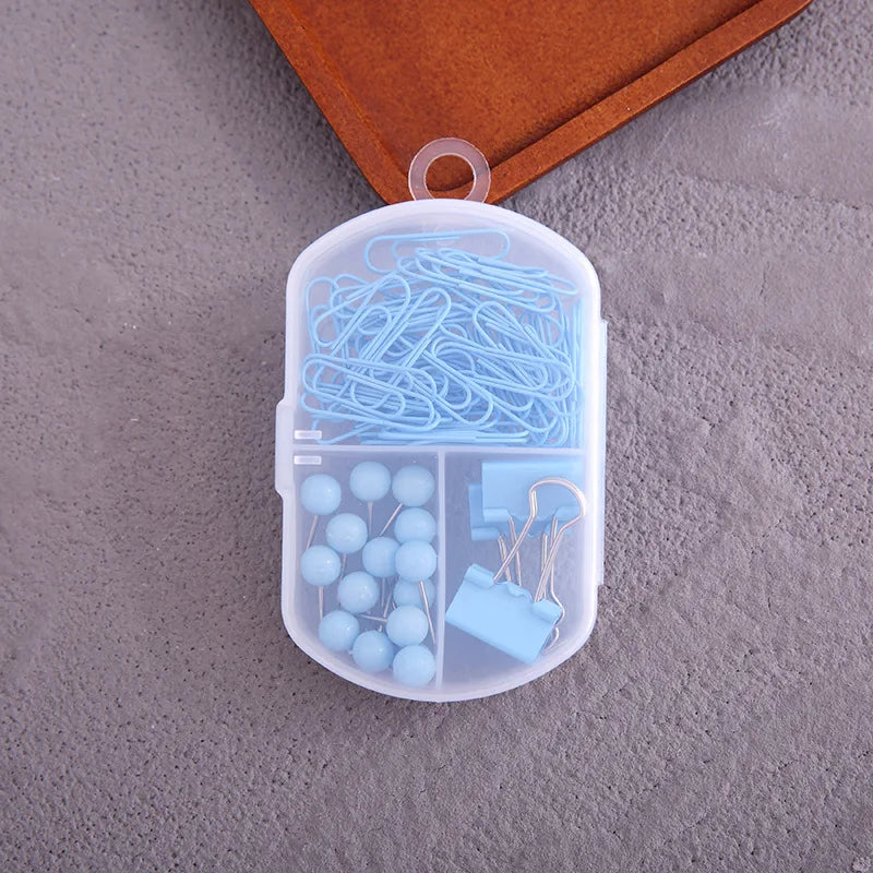 Colorful 3-in-1 Stationery Set — Paper Clips, Binder Clips & Tacks