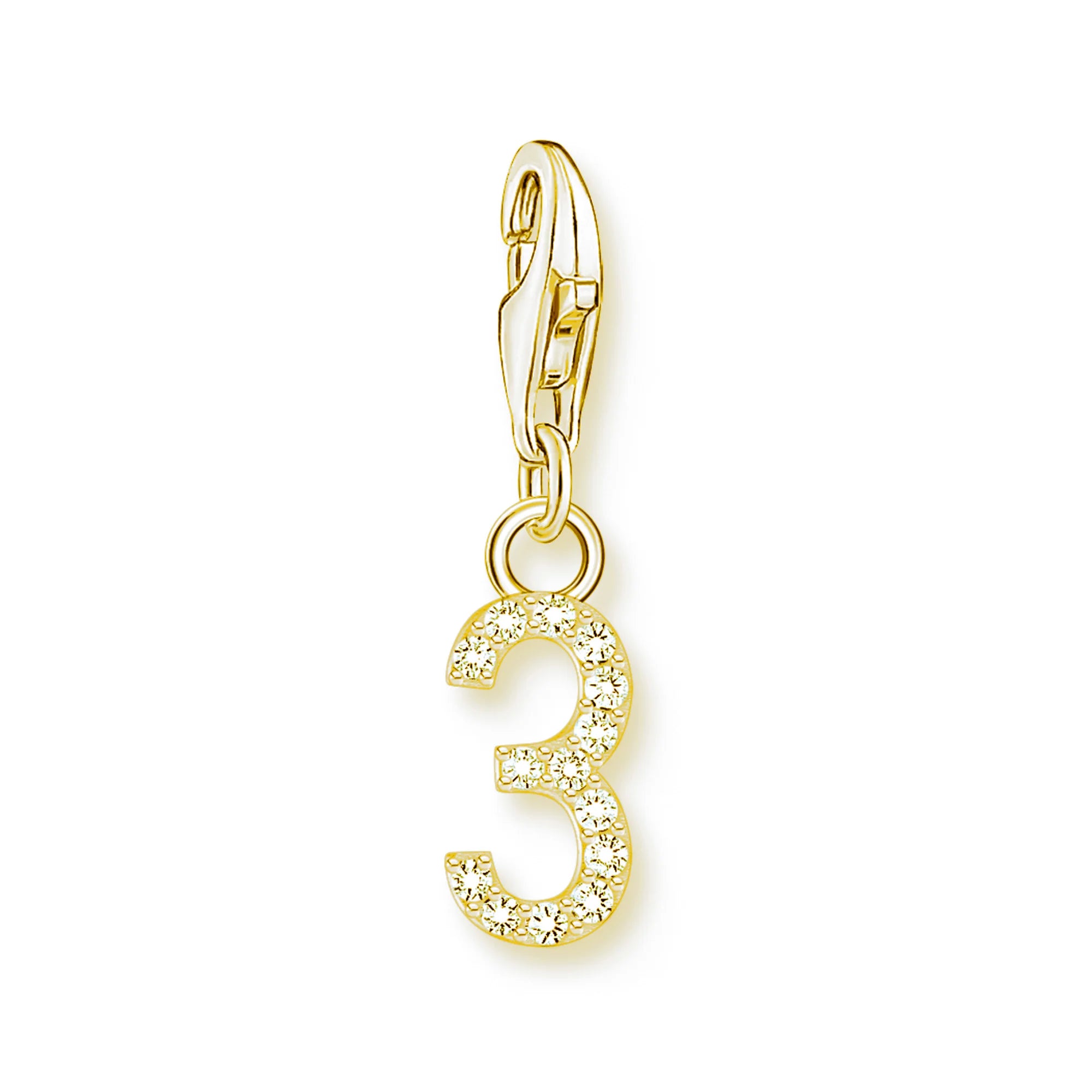 Thaddaeus Gold Plated Number Letter Charm — 925 Sterling Silver Zirconia Pendant