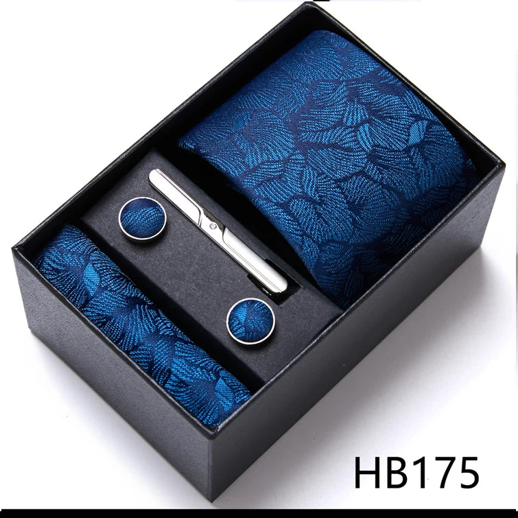 VanGise Men's Necktie Set — Business Tie, Cufflinks, and Pocket Square Kit