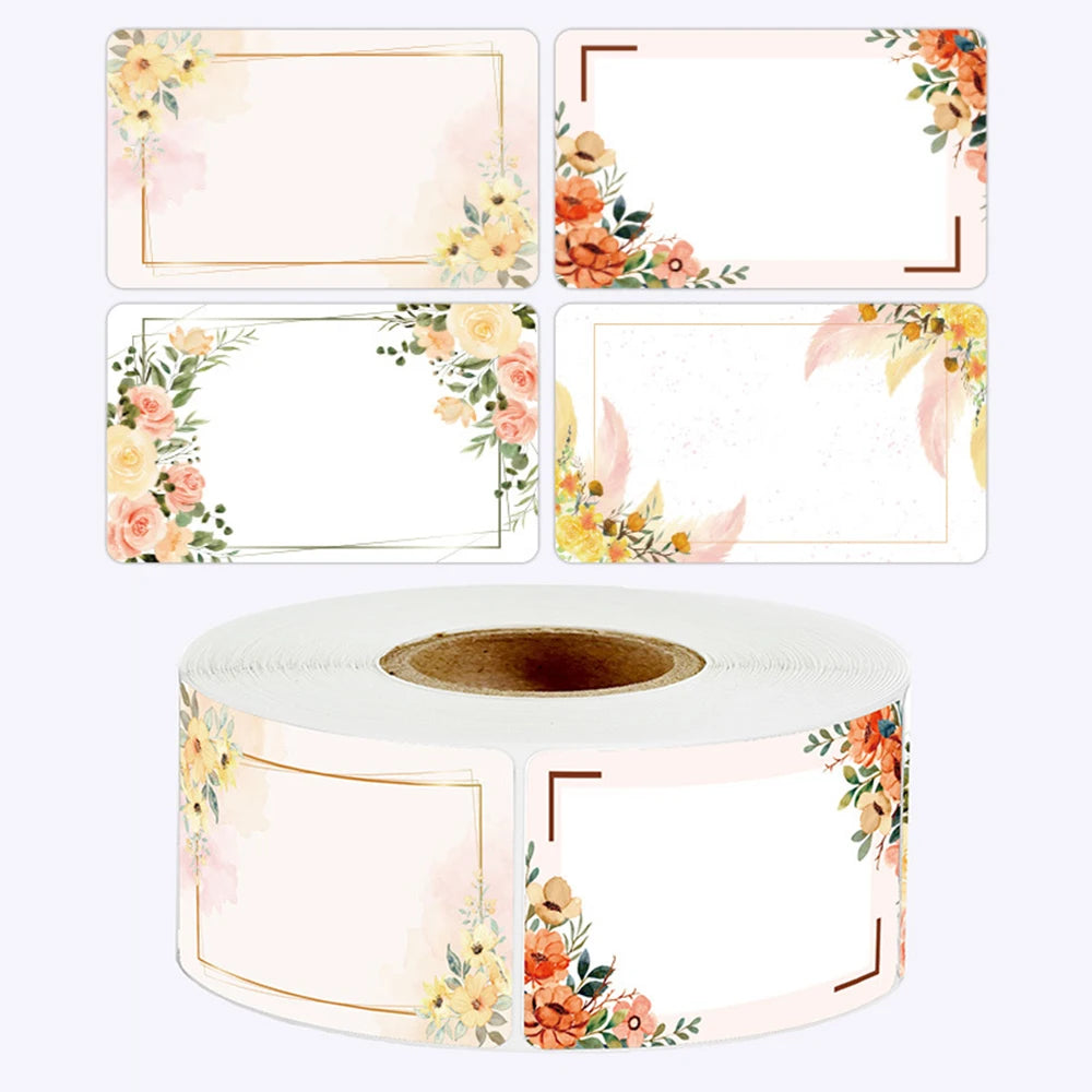 Floral Name Labels — Blank Handwritten Stickers for Kitchen & Crafts