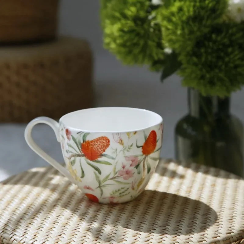 Premium Porcelain Petal Coffee Mugs — Set of 4 Multipurpose Tea Cups