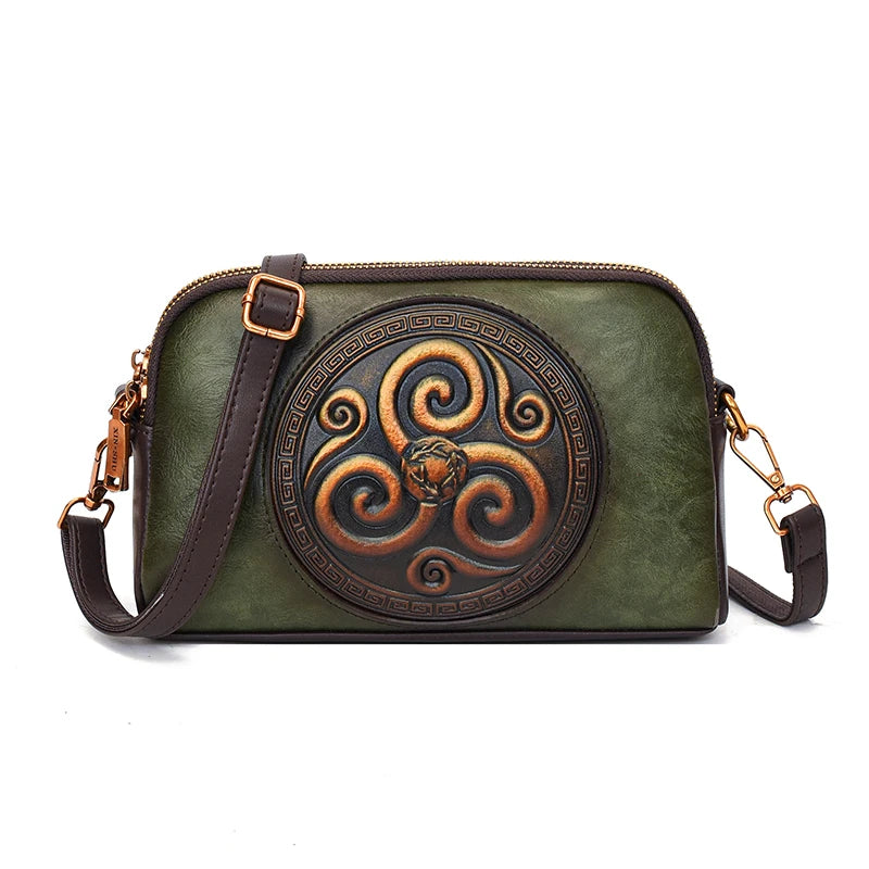 SZHIY Retro Floral Shoulder Bag — 3D Embossed Crossbody Purse