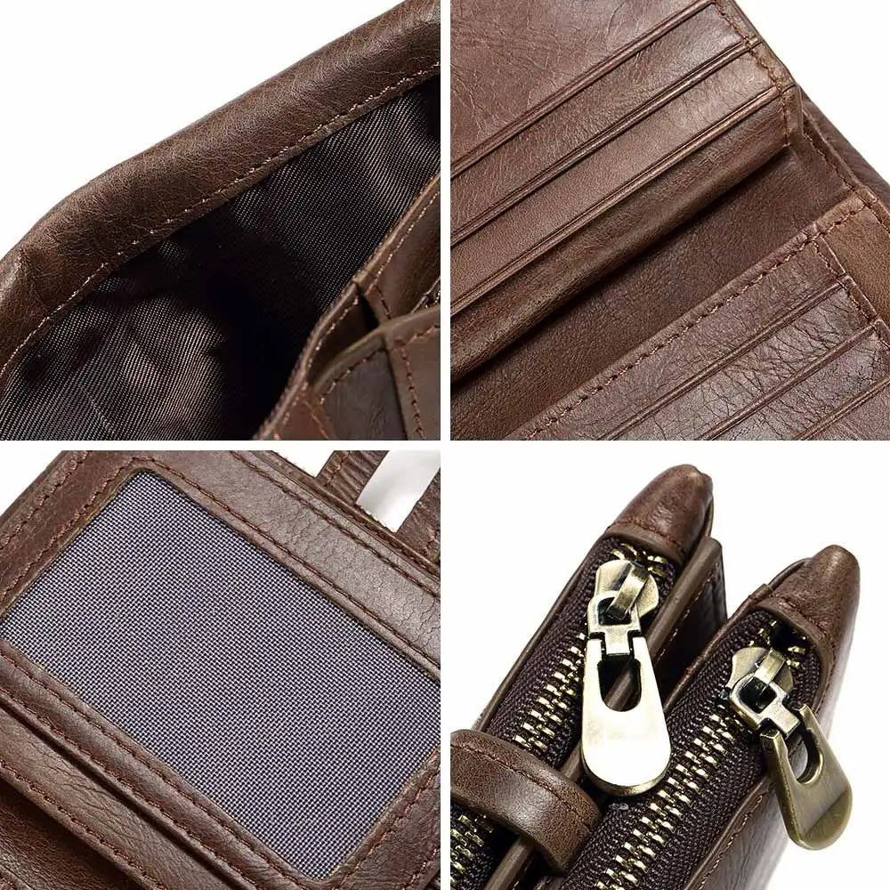 HUMERPAUL Retro Genuine Leather Wallet — RFID Blocking Bifold Coin Purse