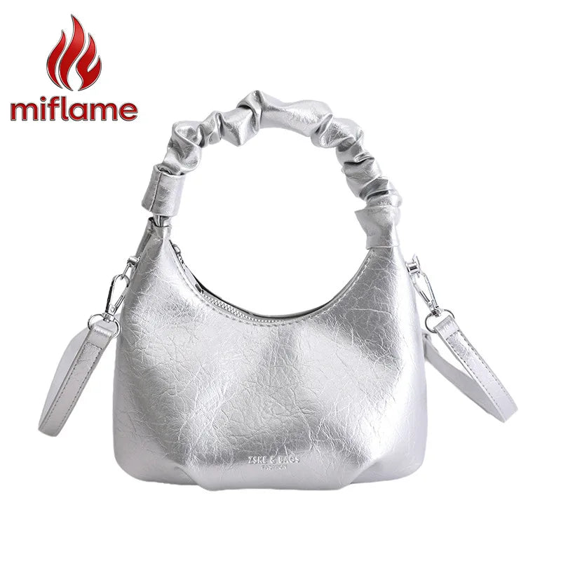 miflame Women's Pleated Crossbody Bag — Chic Top Handle Shoulder Bag