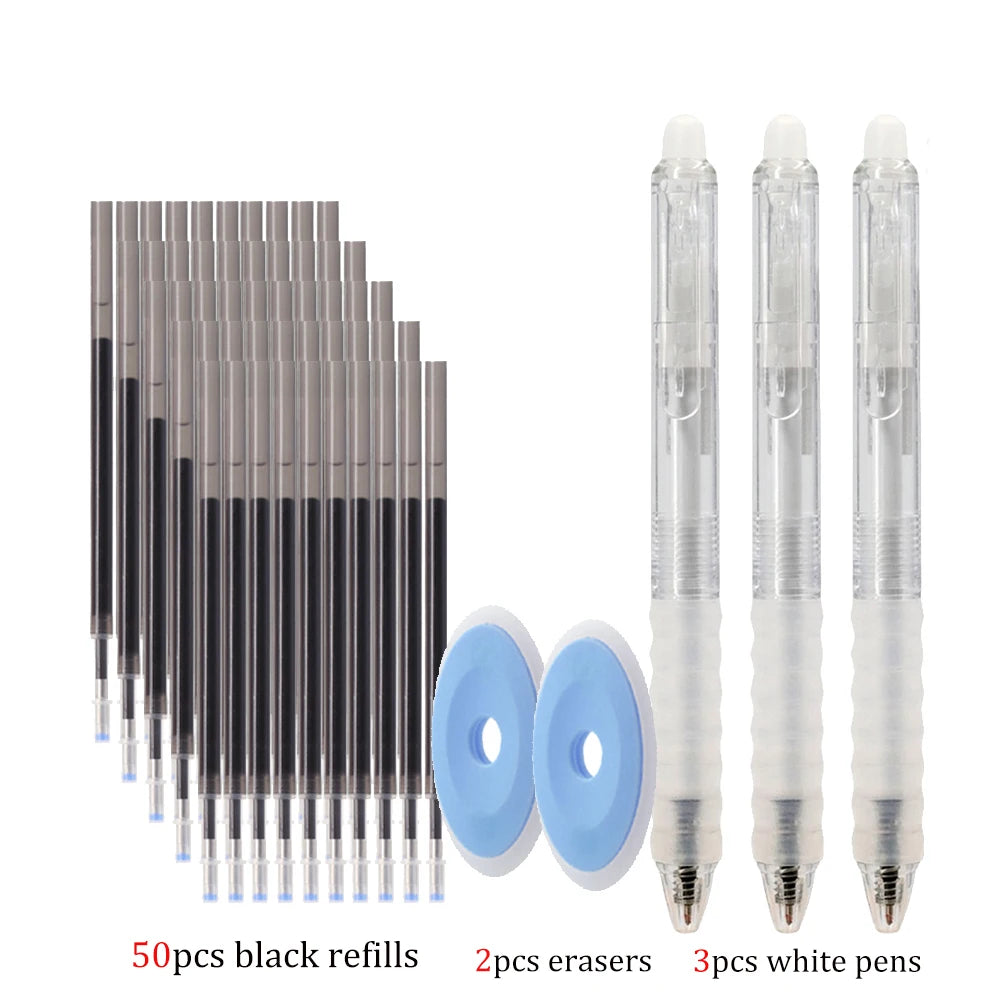 MROOFUL Erasable Gel Pen Set — Smooth Writing with 50 Ink Refills