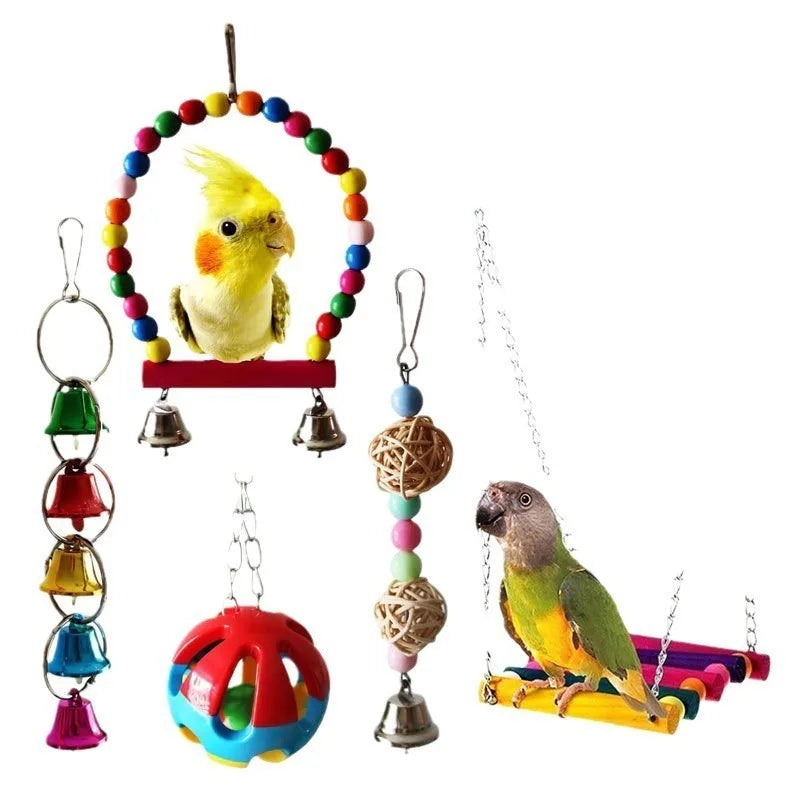 DKSTINYE Parrot Toy Set — Interactive Training Accessories for Small Birds