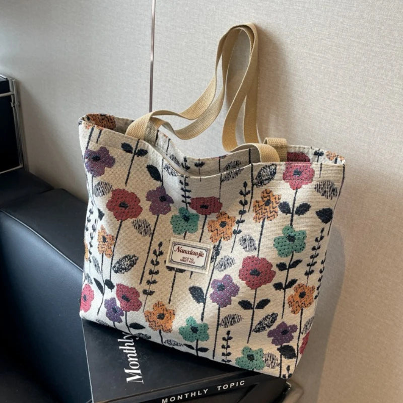macroupta Women's Canvas Tote Bag — Spacious Shoulder Bag with Zipper
