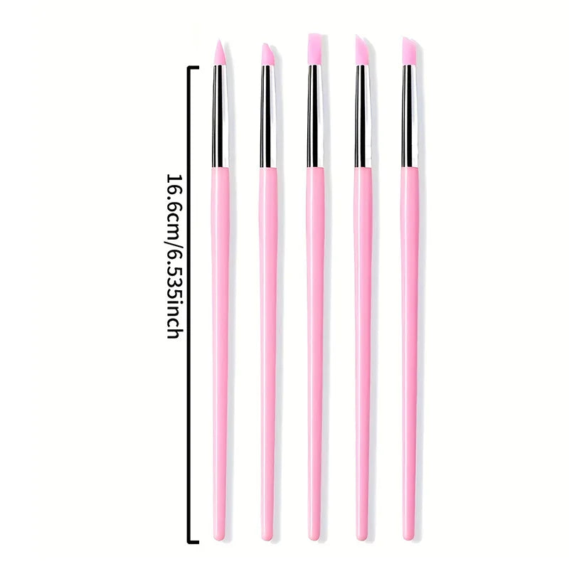 Silicone Nail Art Brush Set — 5-Piece DIY Manicure & Dotting Tool Kit
