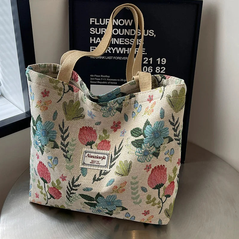 macroupta Women's Canvas Tote Bag — Spacious Shoulder Bag with Zipper