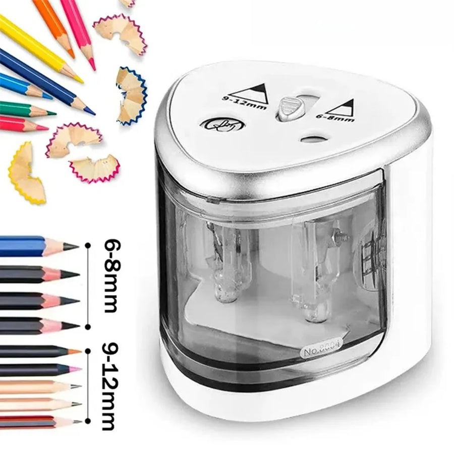 STONEGO Electric Pencil Sharpener — Dual Hole Automatic Shaver for School & Art