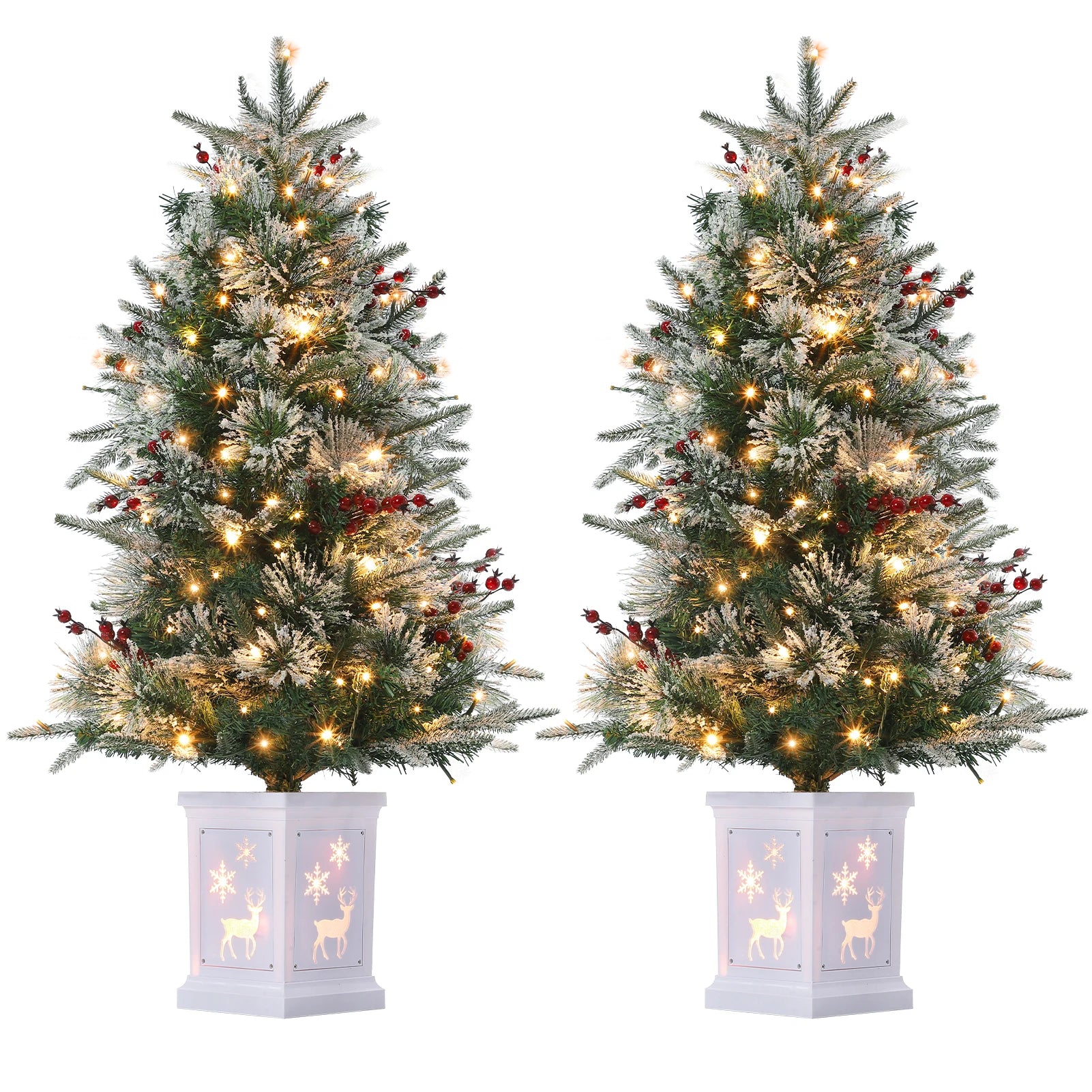 3 Foot Artificial Christmas Tree — Pre-Lit with Snowman Base & Timer