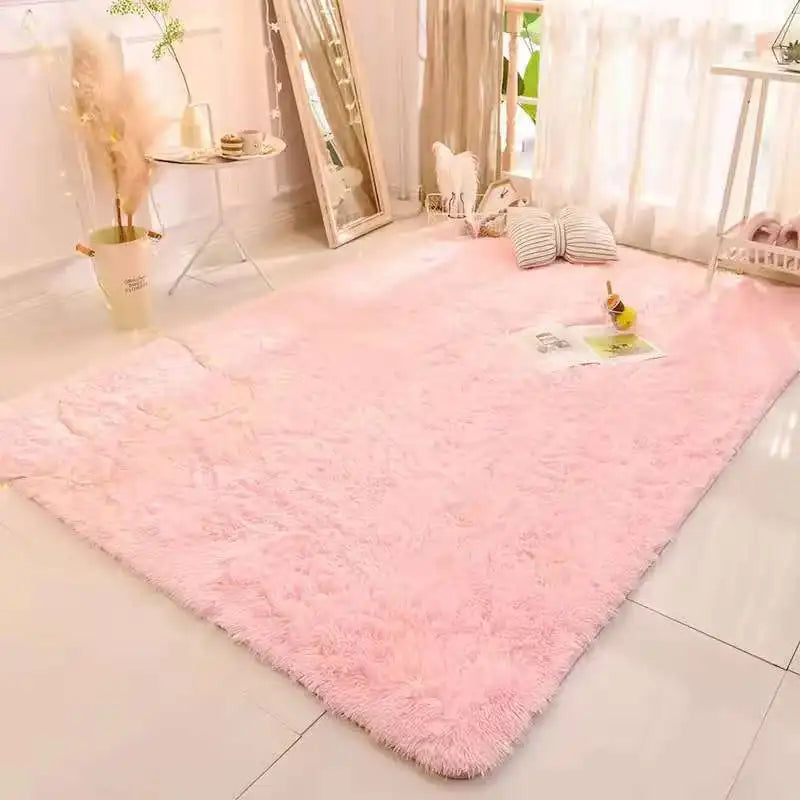 VIKAMA Tie-Dyed Fluffy Carpet — Plush Bedside Rug & Living Room Mat