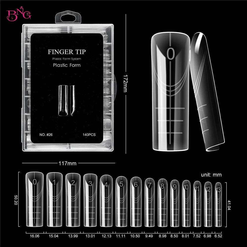 Poly Extension Gel Dual Nail Forms — Square Full Cover Molds, 140 Pieces