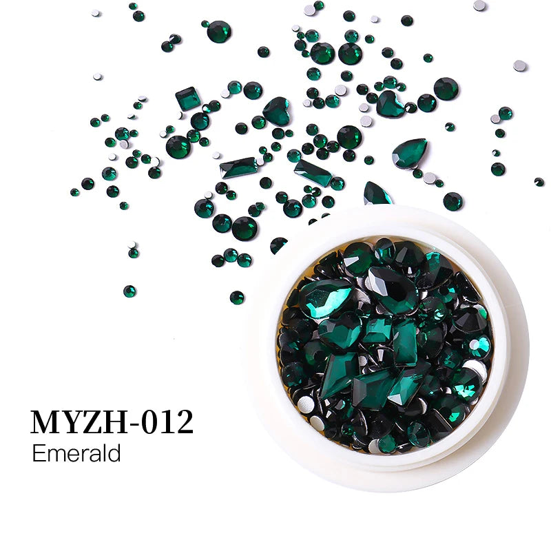 MagiBling Nail Art Rhinestone Kit — Mixed Size Crystal Gemstones for 3D Nail Design