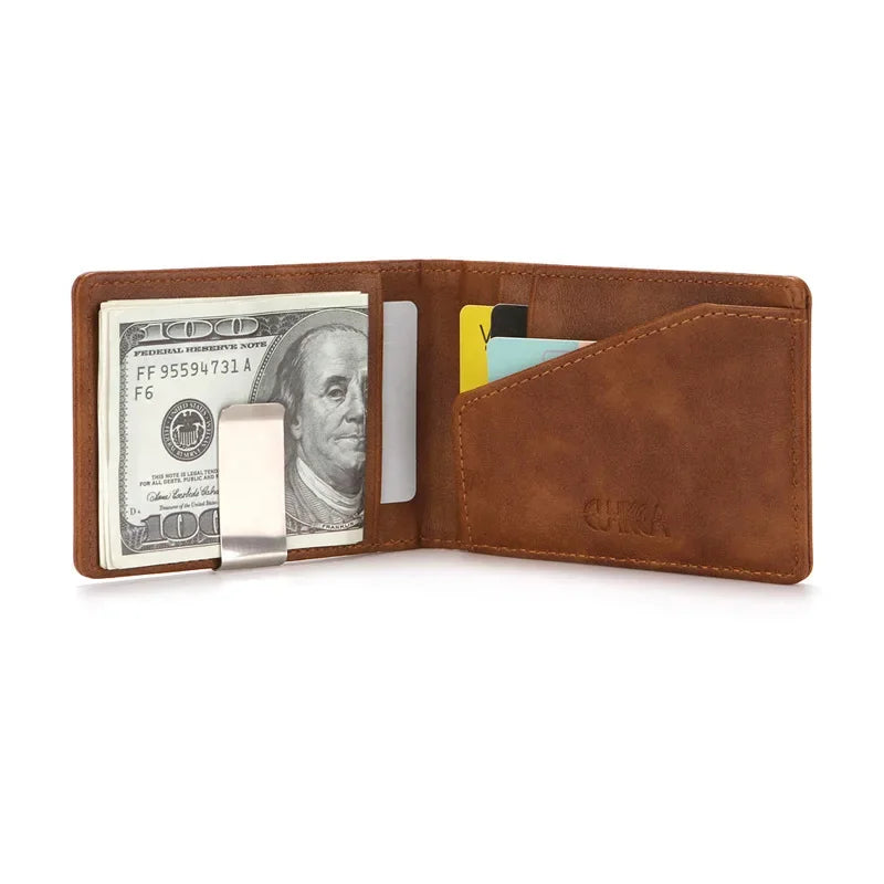 Leather Money Clip Wallet — Slim Card Holder & Cash Organizer