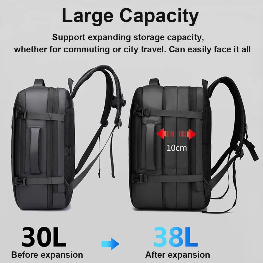 HTLT Men's Business Backpack — Expandable Laptop Bag for Travel