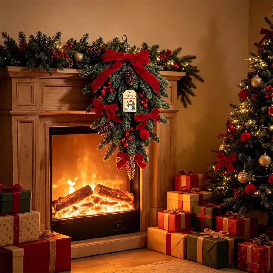 Pine Wreath Teardrop Swag — Festive Christmas Front Door Decor