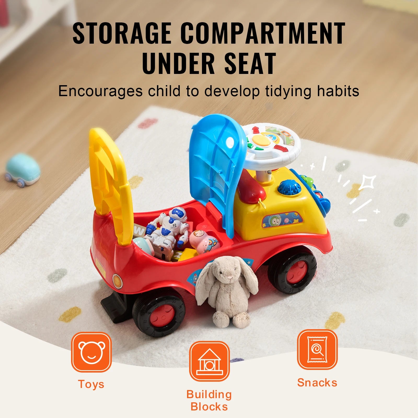 SucceBuy Toddler Ride On Push Car — Sit to Stand Toy with Music