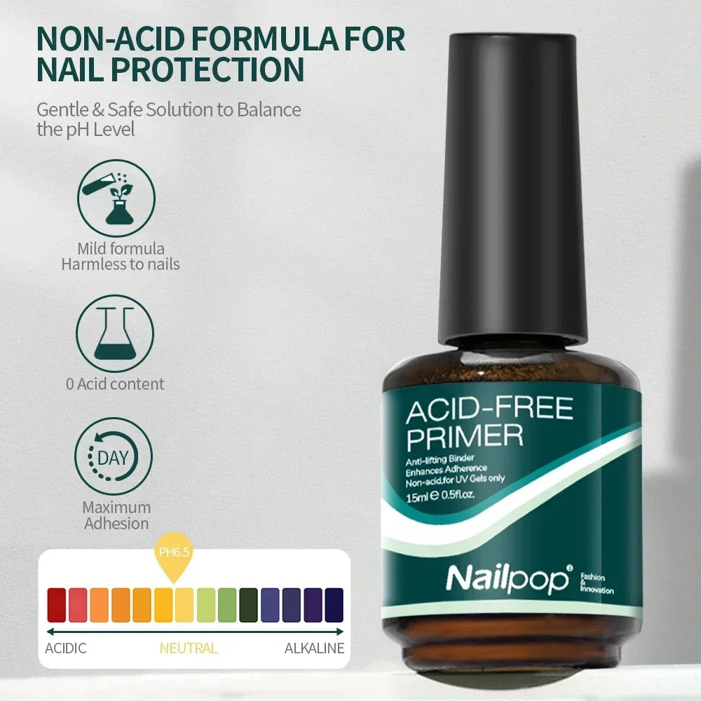 Nailpop Nail Dehydrator and Acid-Free Primer — Professional Prep Kit for Long-Lasting Manicures