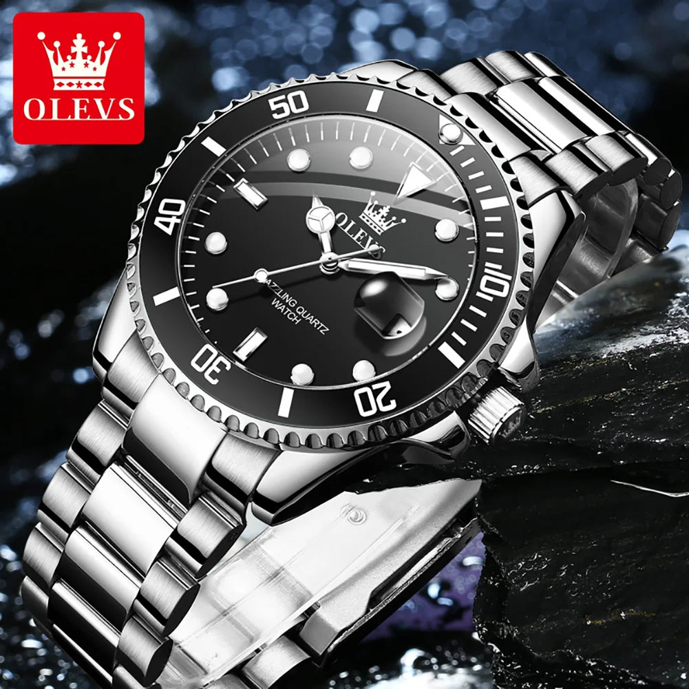 OLEVS Men's Luxury Quartz Watch — Stainless Steel Design with Auto Date