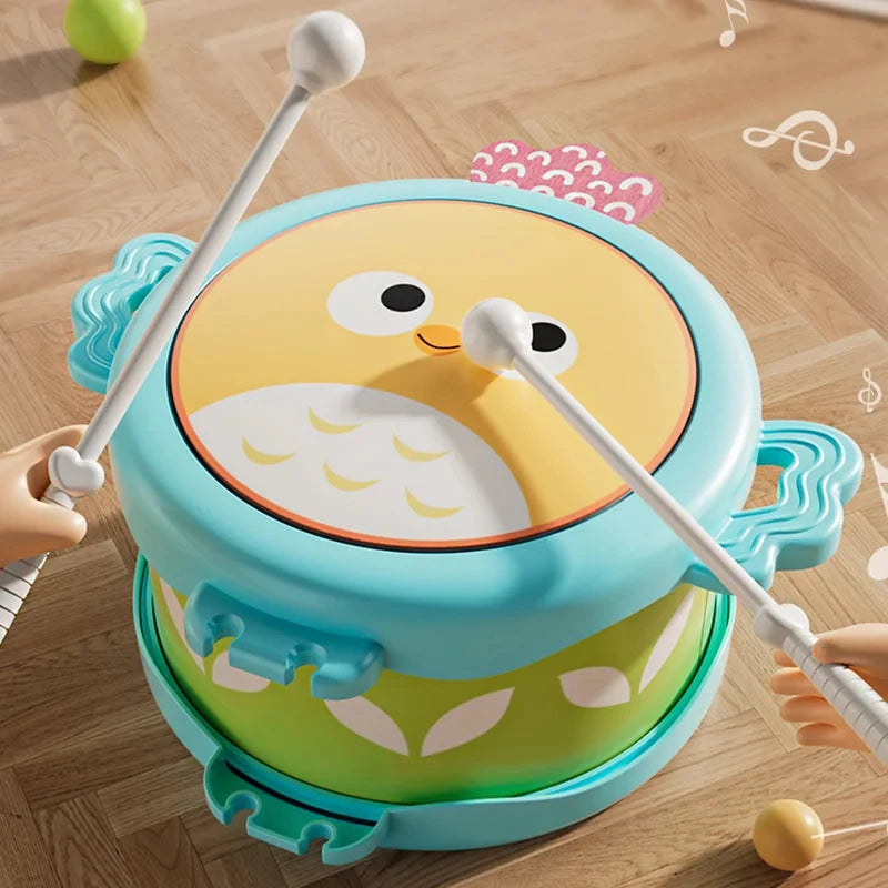 Owl Double Sided Drum — Educational Musical Instrument for Kids