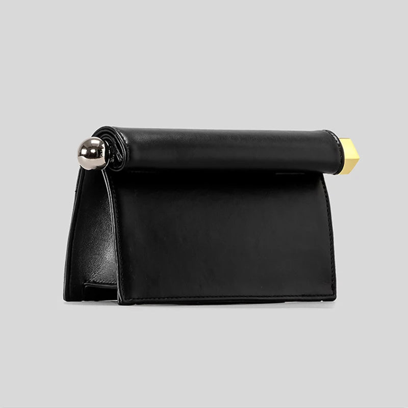 Elegant Sequined Clutch Bag — Stylish Evening Purse with Metal Handle