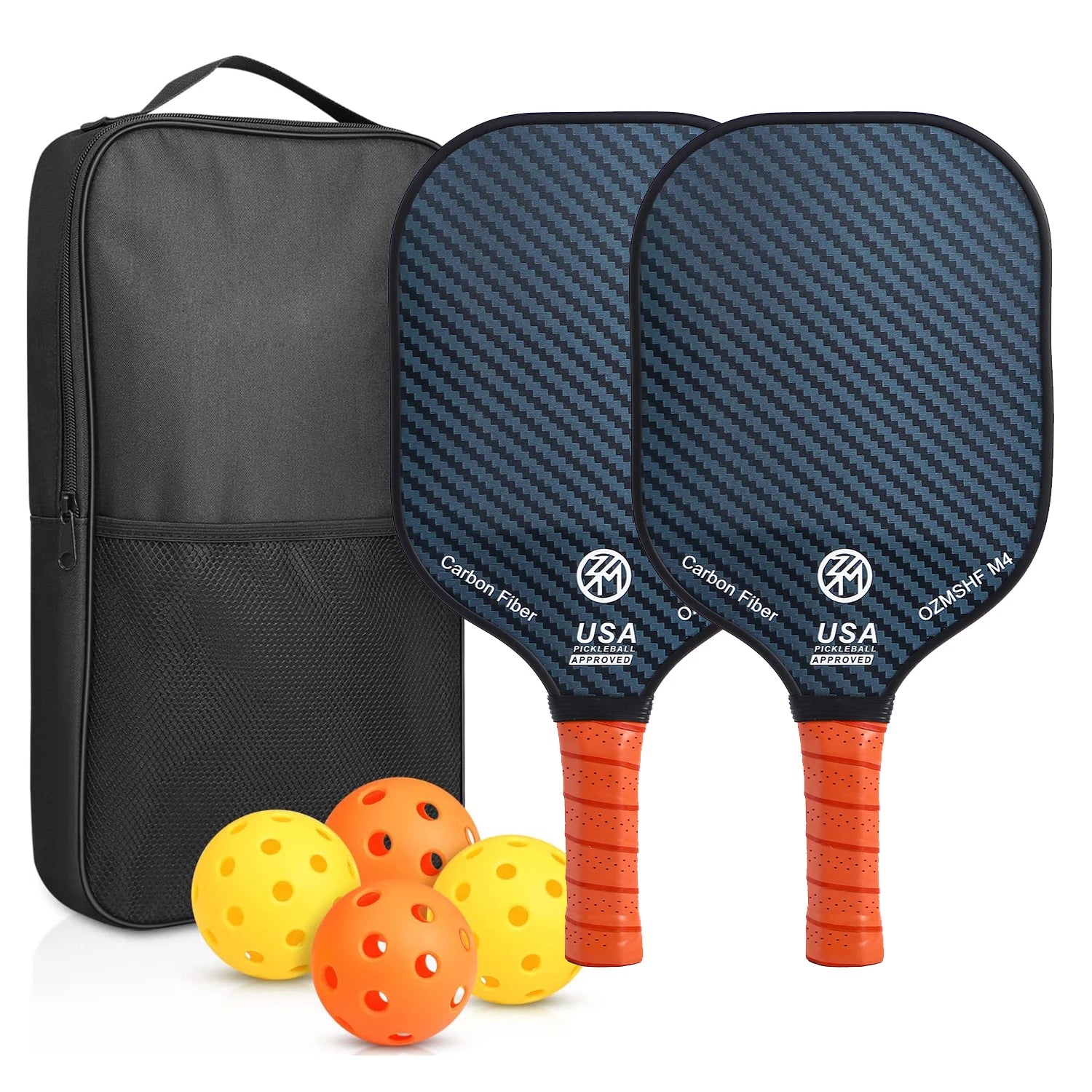GojoyLiu Pickleball Paddle Set — Durable Fiberglass Rackets with 4 Balls