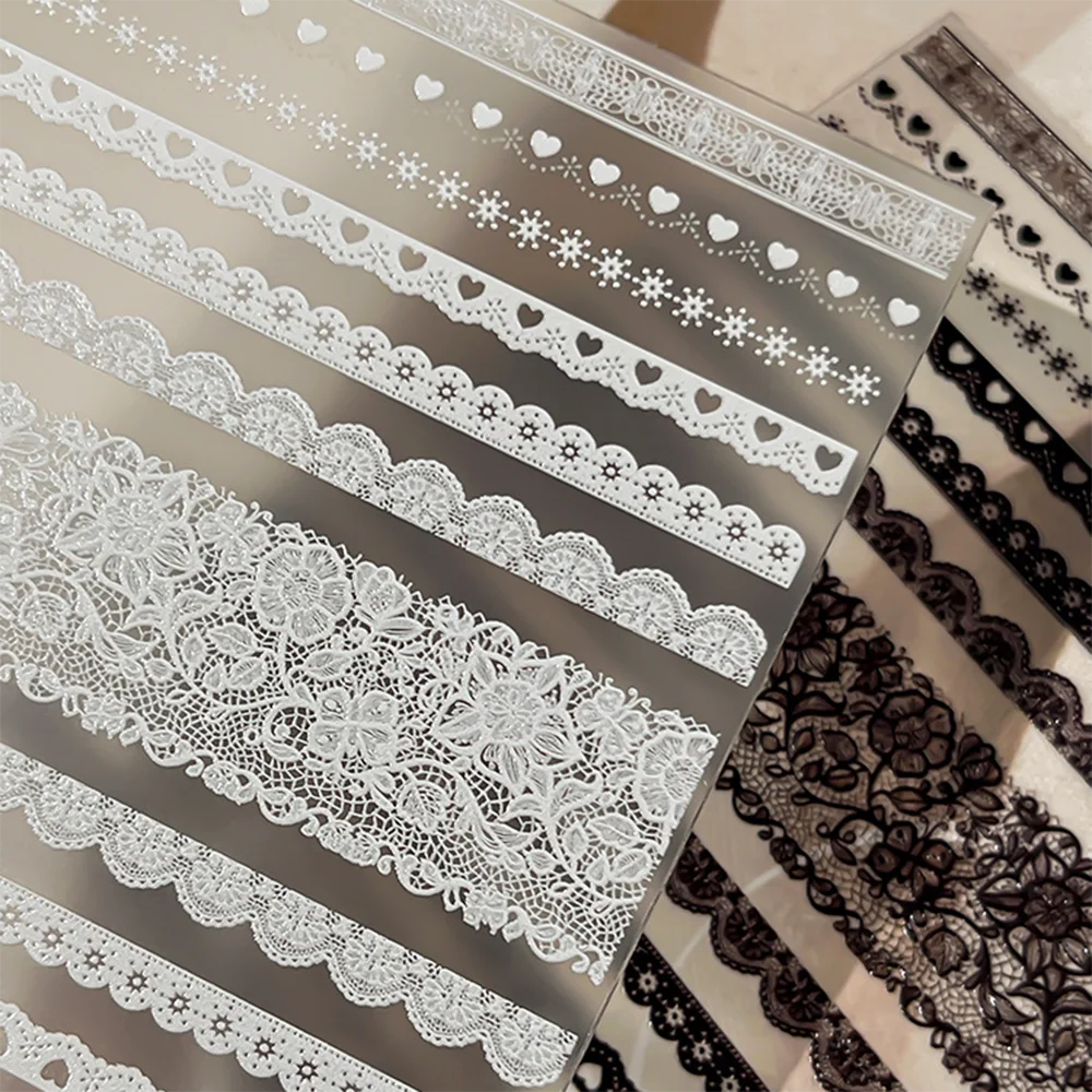 MAFANAILS Lace Nail Art Stickers — Elegant Ballet Bowknot & Grid Decals