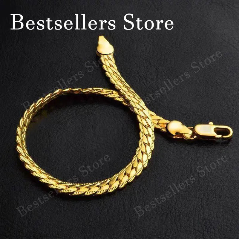 Sterling Silver & 18K Gold Embossed Bracelet — Geometric Classic Style