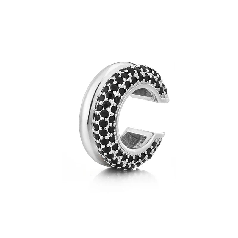 LOVBEAFAS Double Layer C-Shape Ear Cuff — Geometric Zircon Clip-On Earrings