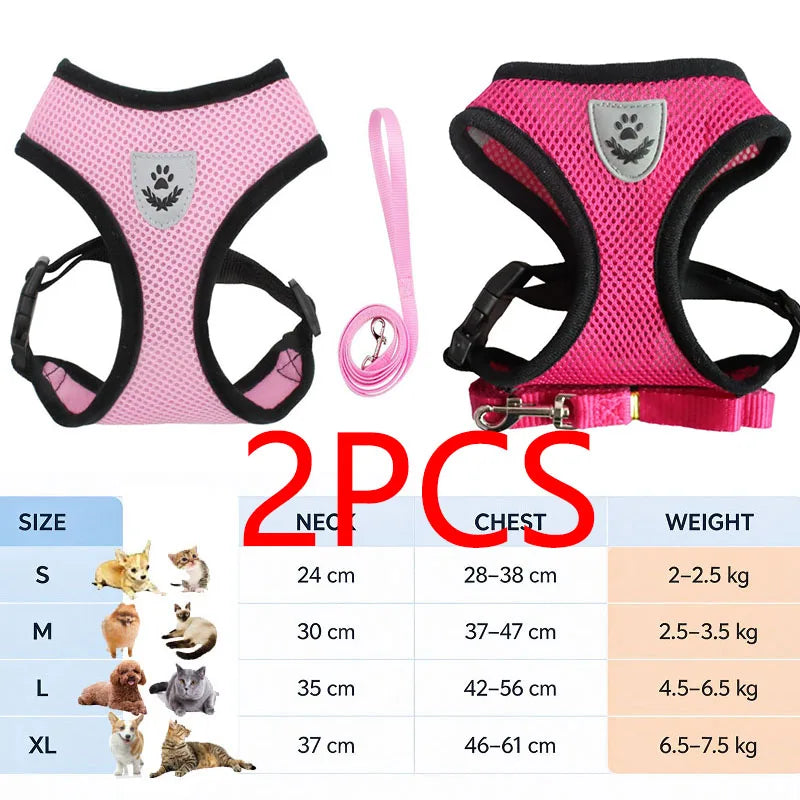 Anti-Escape Cat Harness and Leash Set — Reflective Pet Vest with Quick Release