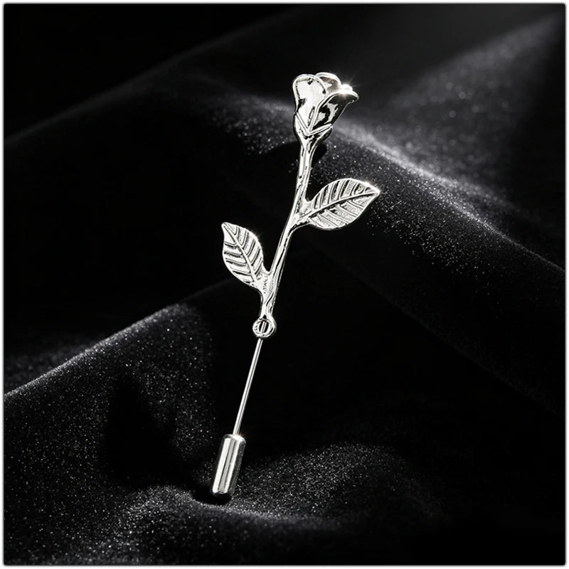 SHEEGIOR Metal Rose Flower Brooch — Elegant Lapel Pin for Jackets and Scarves