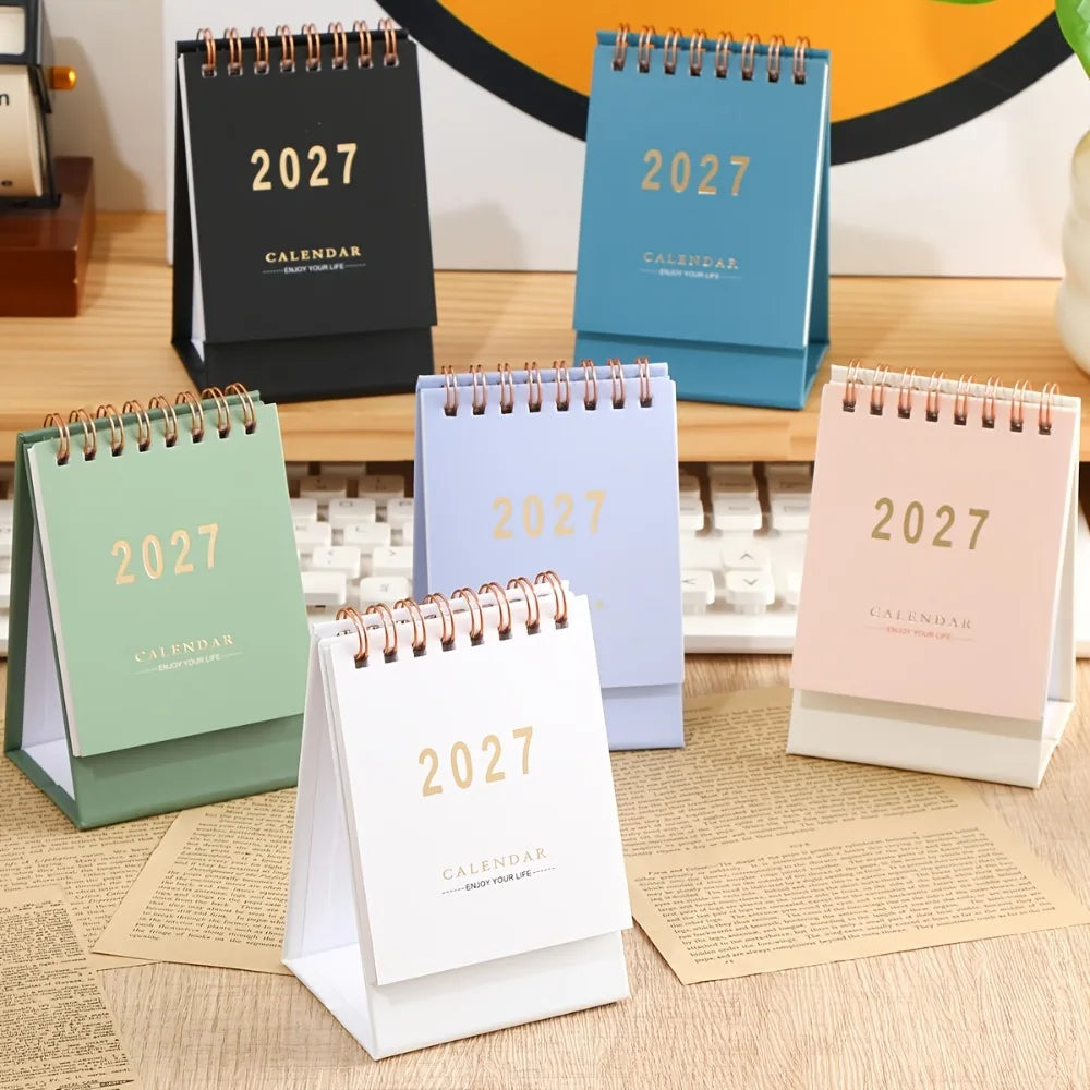 2027 Monthly Mini Desk Calendar — Compact Standing Planner for Home or Office