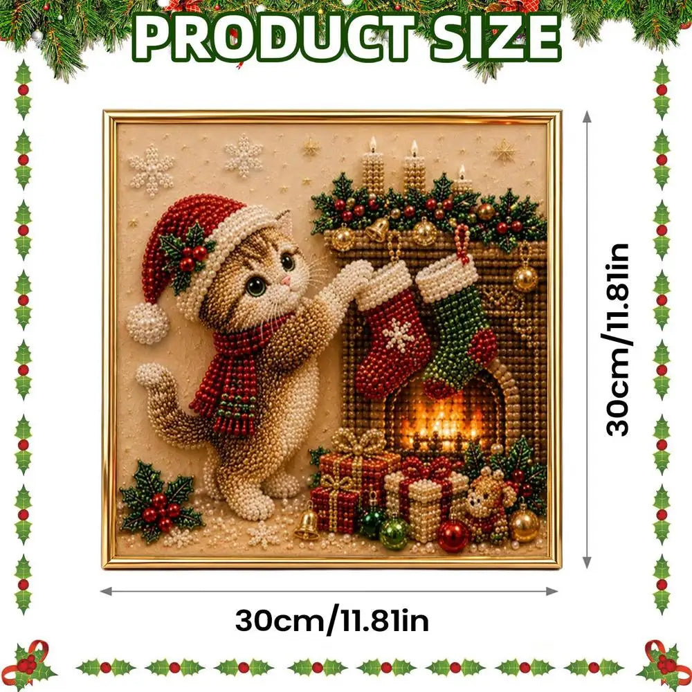 3D Pearl Art Kit — DIY Cat Craft Set for Festive Home Decor