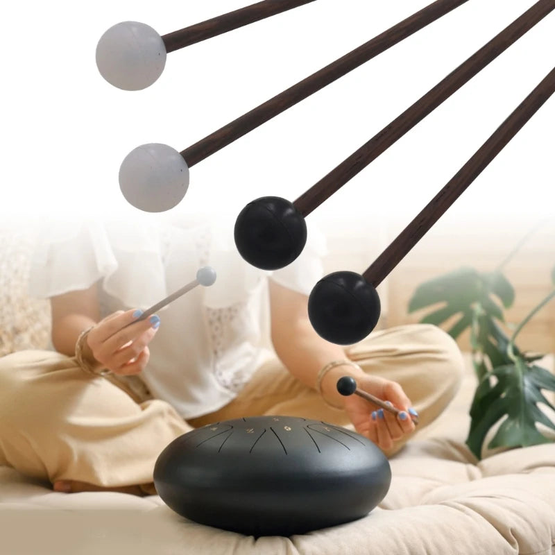Steel Tongue Drum Mallets — Rubber Head Percussion Sticks with Handle