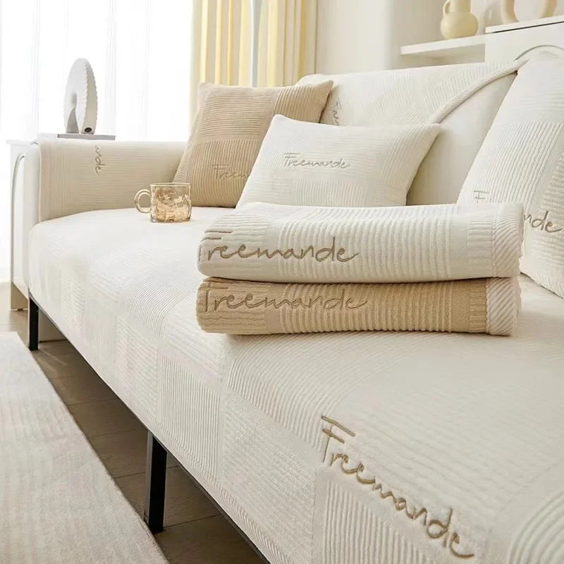 Plush Sofa Cover — Non-Slip Couch Protector