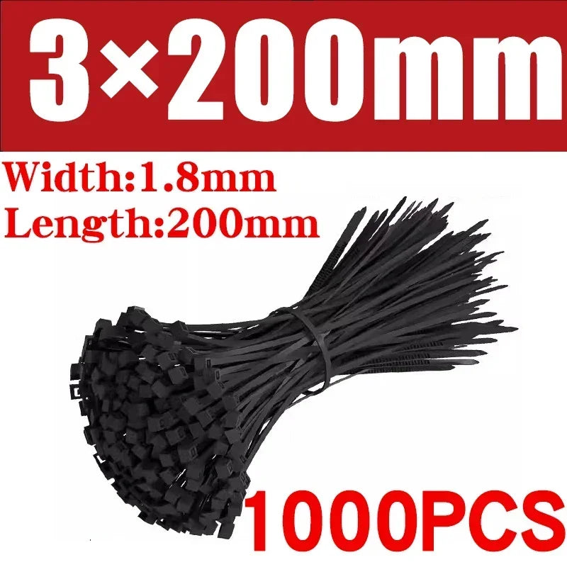 Nylon Cable Tie Set — Self-Locking Plastic Zip Wraps for Wire Management