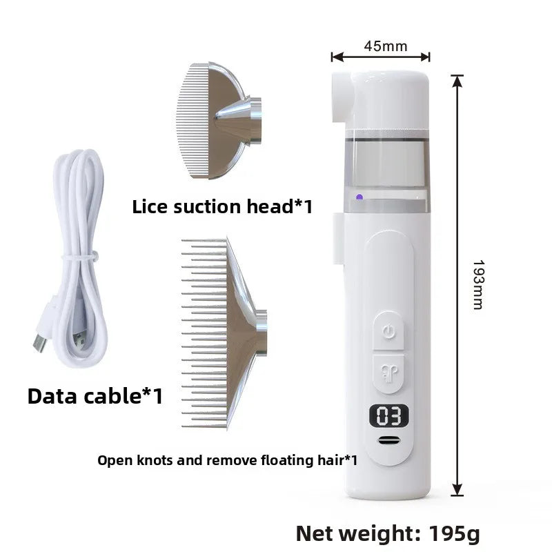 2-in-1 Electric Pet Flea Comb — Suction Grooming & Detangling Tool