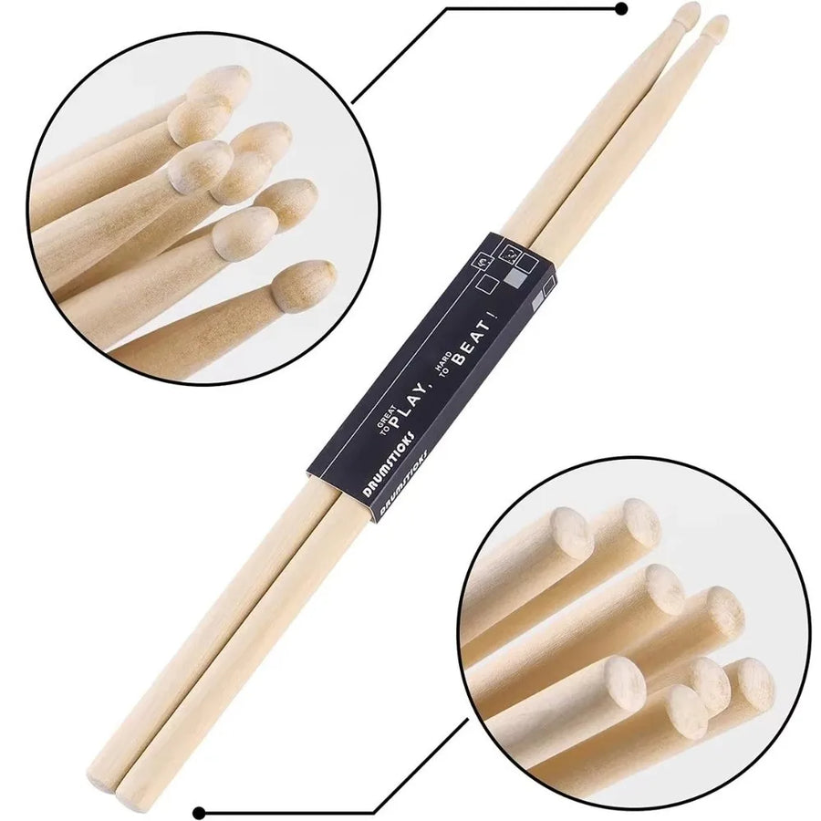 Maple Wood Drumsticks — Professional Practice Sticks for Jazz and Rock