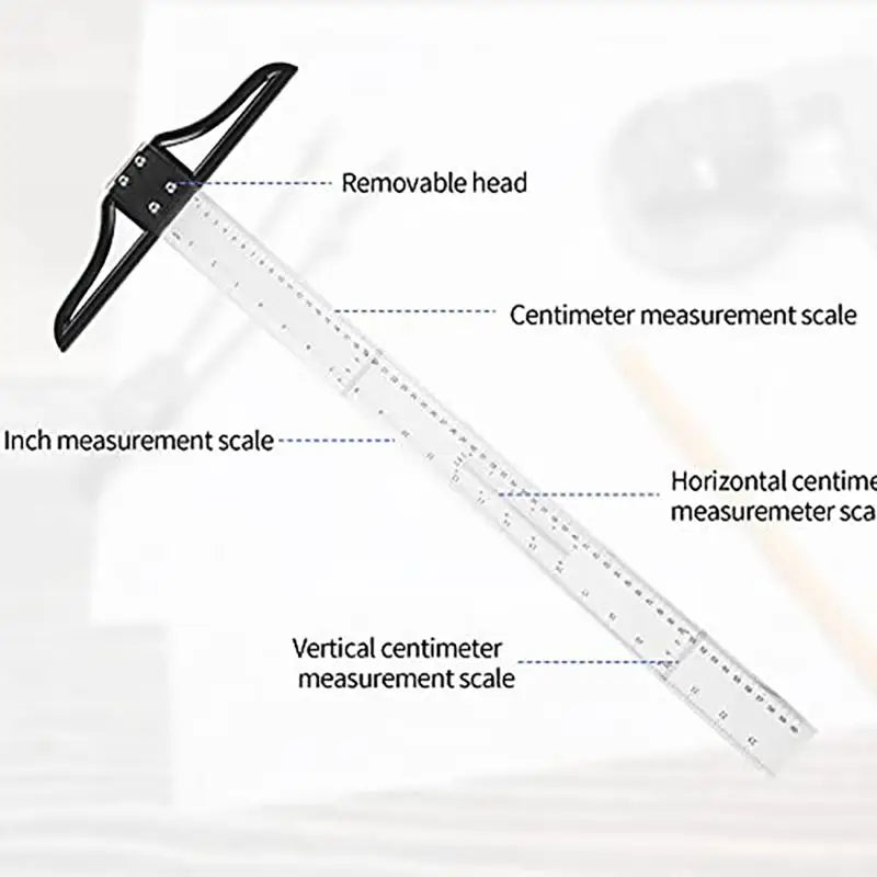 Precision T-Square Drafting Ruler — Removable Head for Architecture & Design