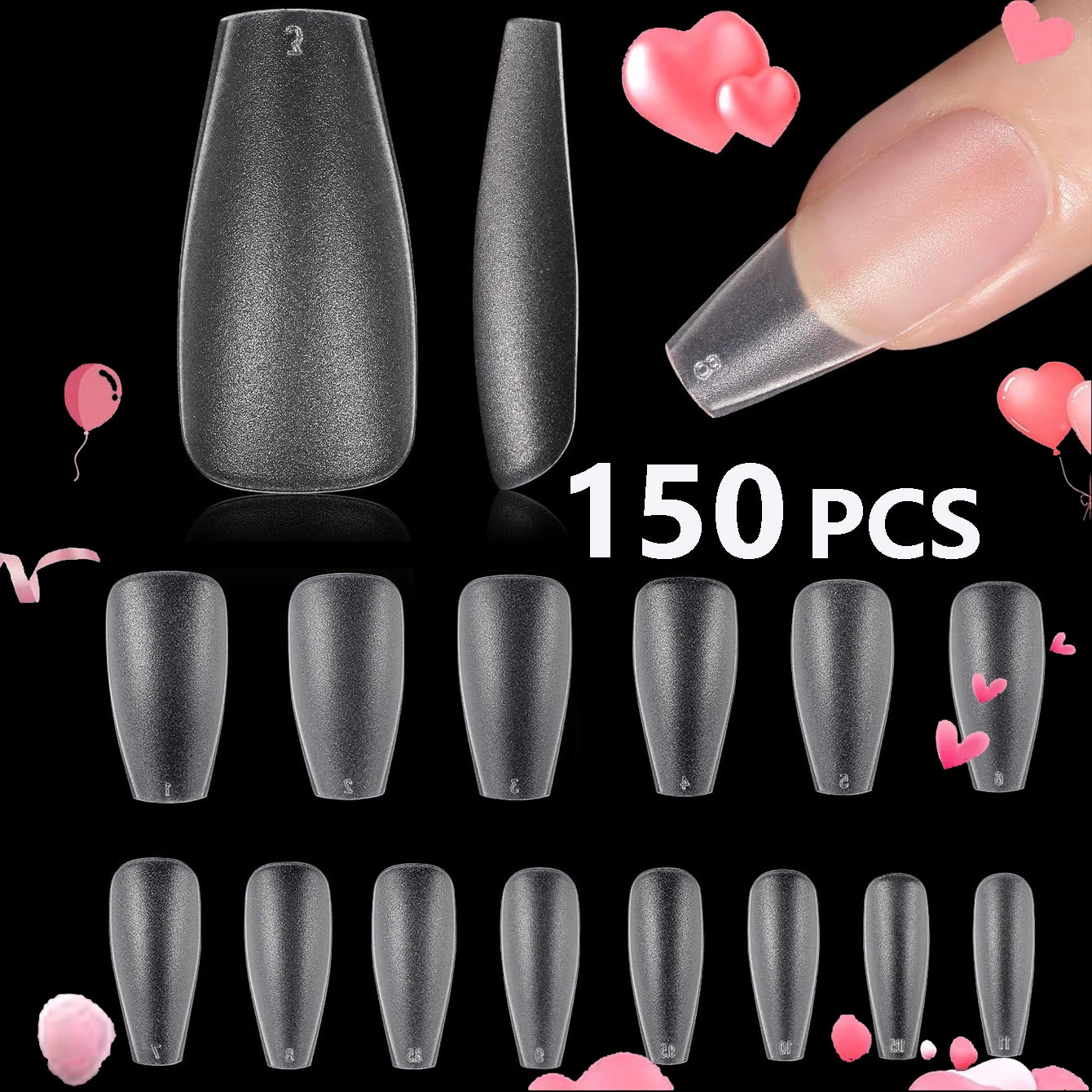 ARTAUG 150Pcs Clear Press On Toenails — Full Cove Nail Set with Glue Kit