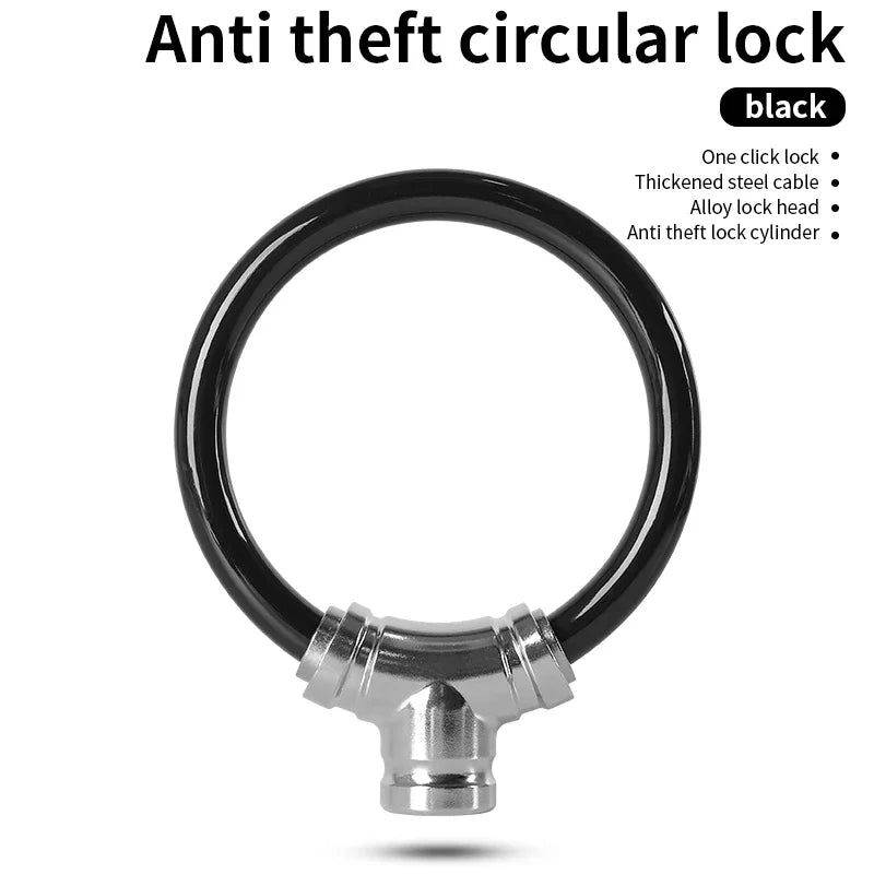 Portable Bicycle Cable Lock — Anti-Theft Ring Design for Mountain and Road Bikes
