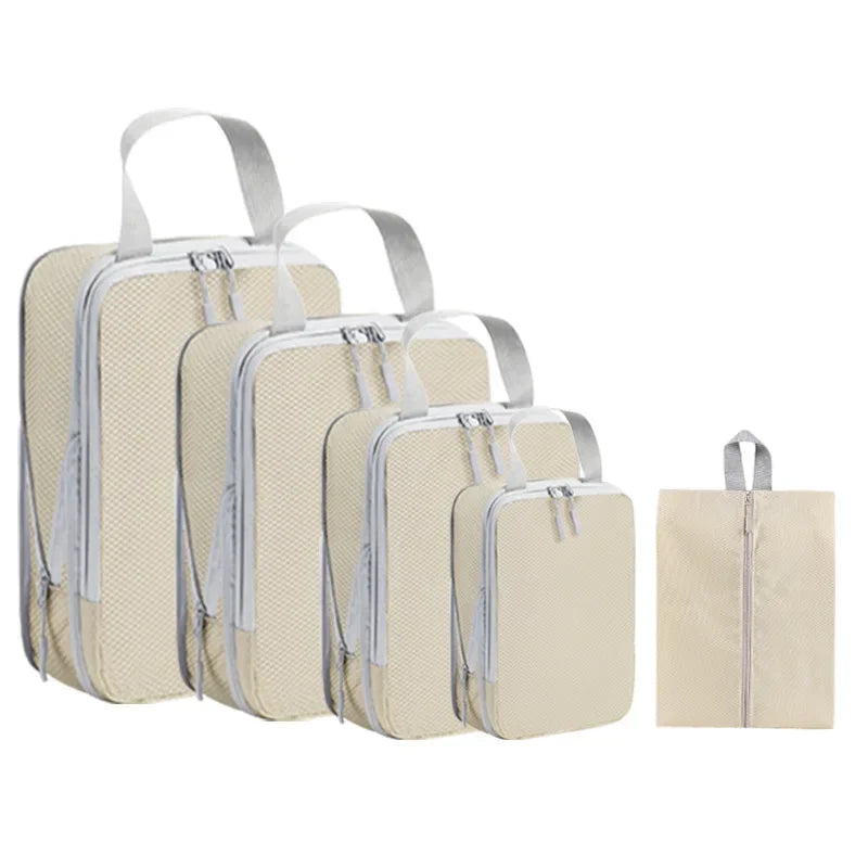 Luggage Organizer Set — Compressible Travel Packing Cubes with Handbag