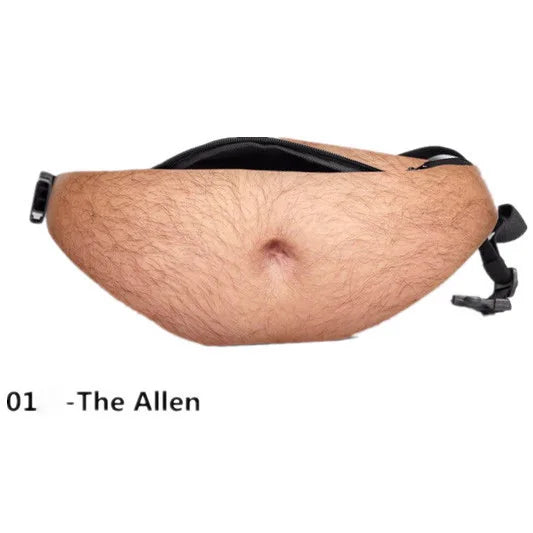 Funny Realistic Belly Waist Bag — Novelty Hip Pack for Parties and Travel