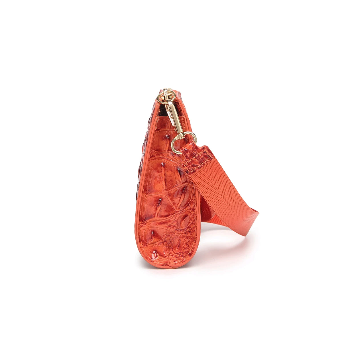 Crocodile Embossed Crossbody Wristlet — Versatile Clutch Bag with Adjustable Strap
