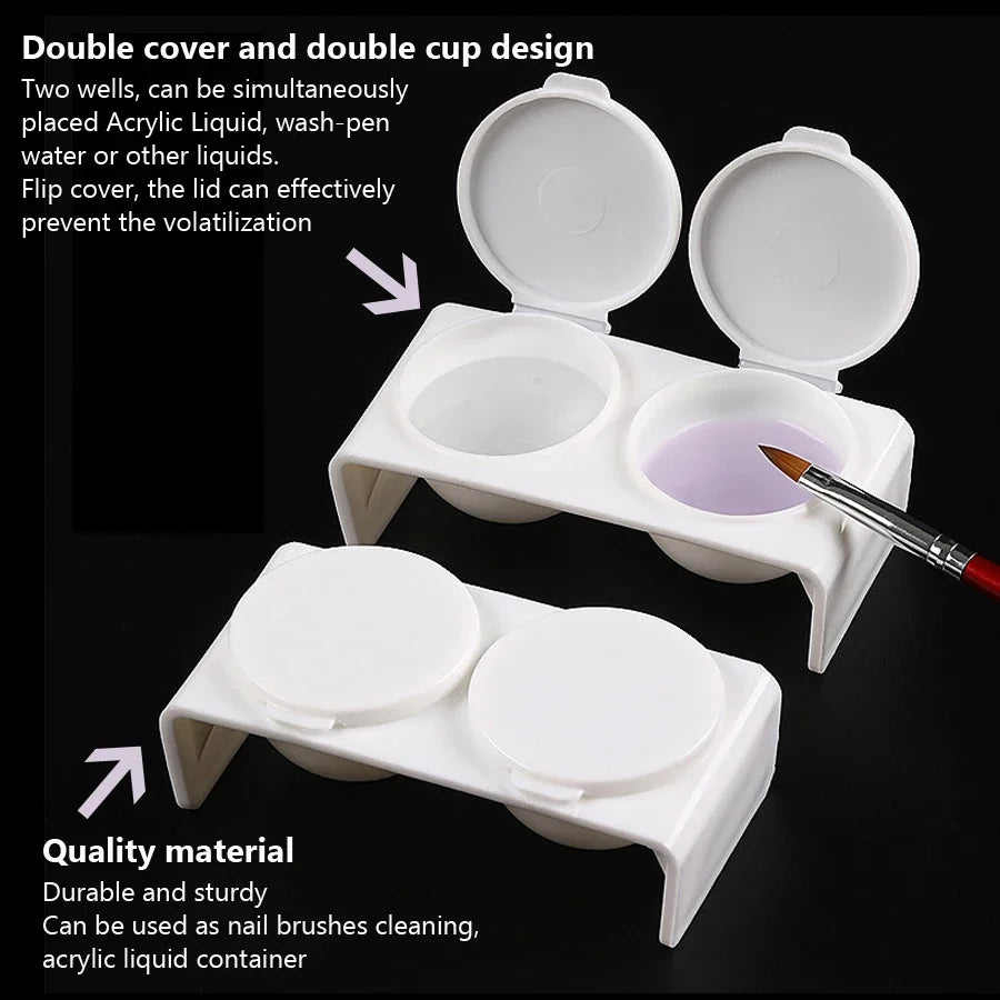 Art lalic Twin Cup Dappen Dish — Dual Compartment Nail Art Pigment Holder