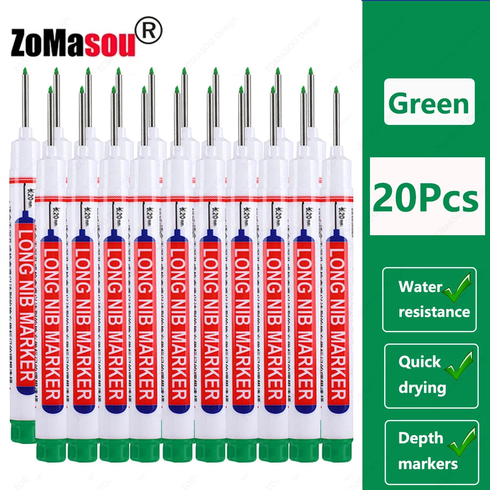 Deep Hole Marker Pen — Waterproof Long Head Woodworking Tool