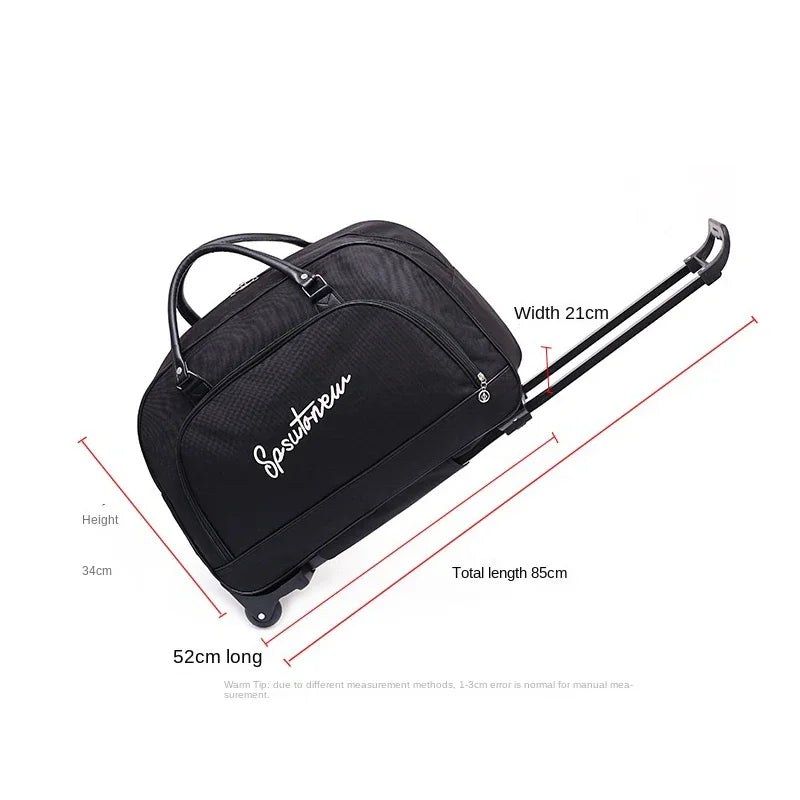 Foldable Trolley Duffle Bag — Large Capacity Rolling Travel Luggage